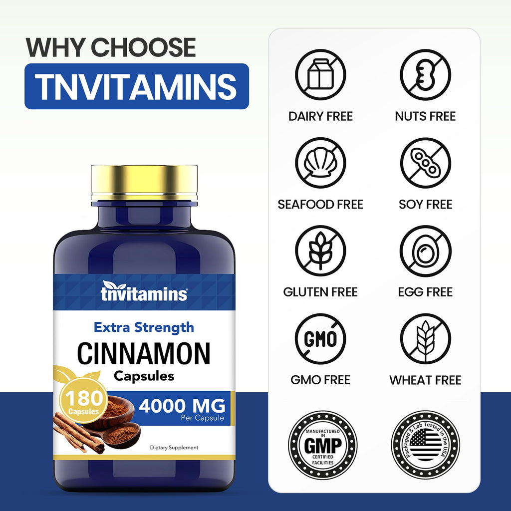 Cinnamon Capsules 4,000 mg Equivalent 180 Capsules S461346