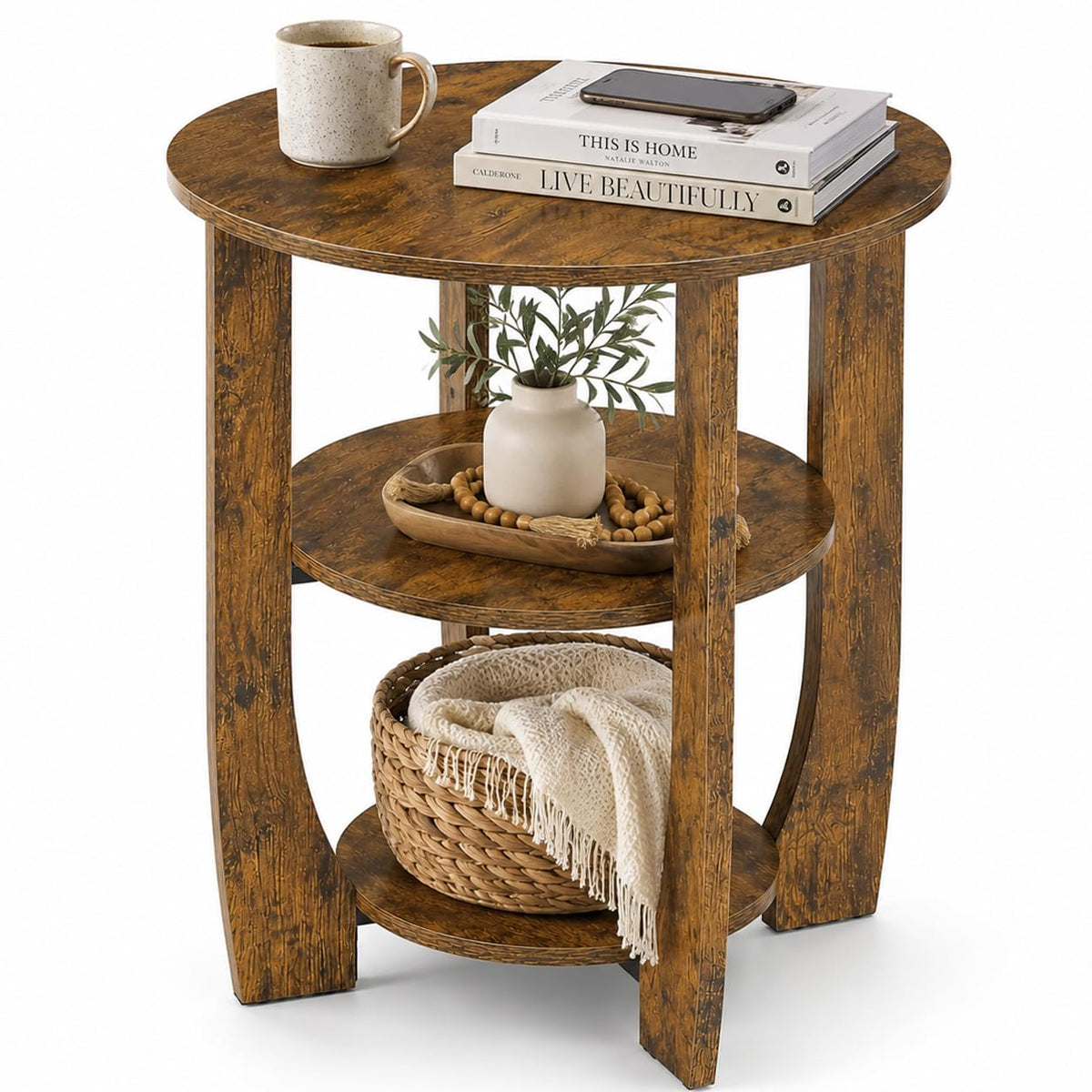 Rustic Brown 19.7 inch Round Side Table X7794