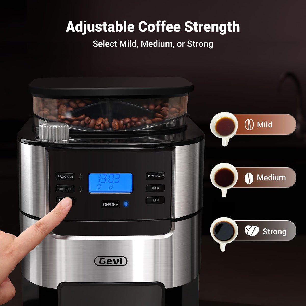10-Cup Drip Coffee Maker with Built-In Burr Grinder P540