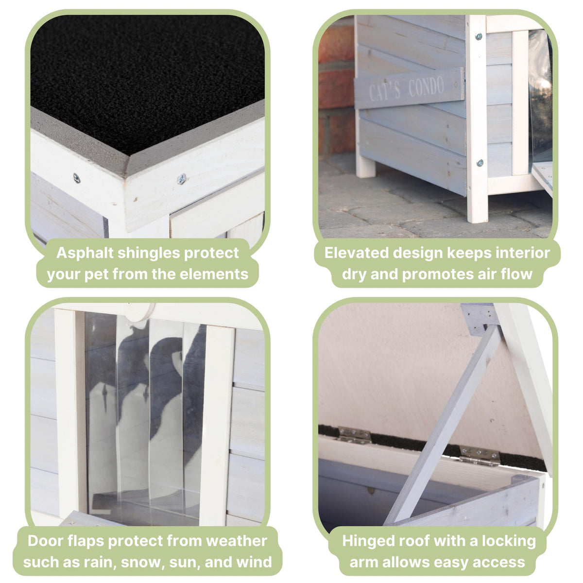 Small Outdoor Cat House with Raised Floor B161