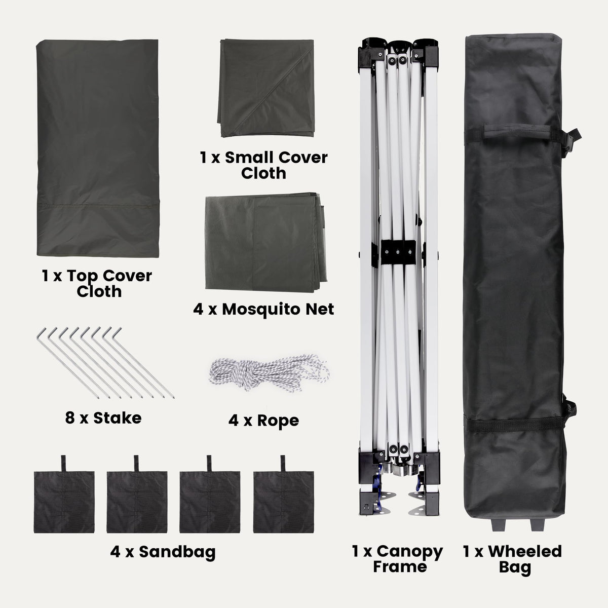 13x13 Pop Up Gazebo Tent with Mosquito Netting Grey E90098