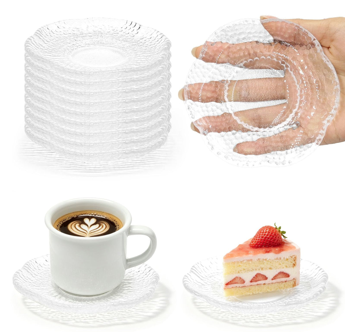 12 Pack 4.7 Inch Clear Glass Dessert Plates C56578