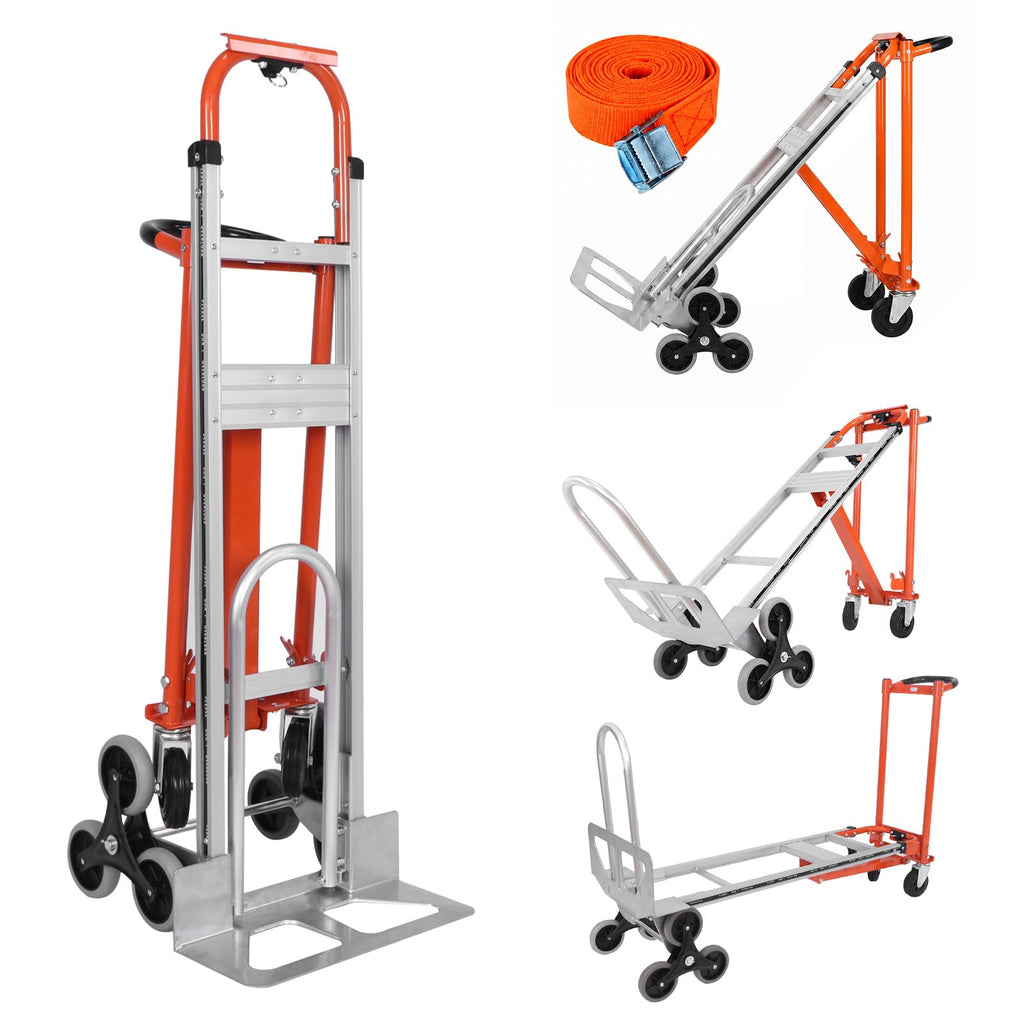 4-in-1 Convertible Stair Climbing Hand Truck, 1000LBS Heavy Duty Folding Aluminum Dolly Cart with Wheels & Handle N8561