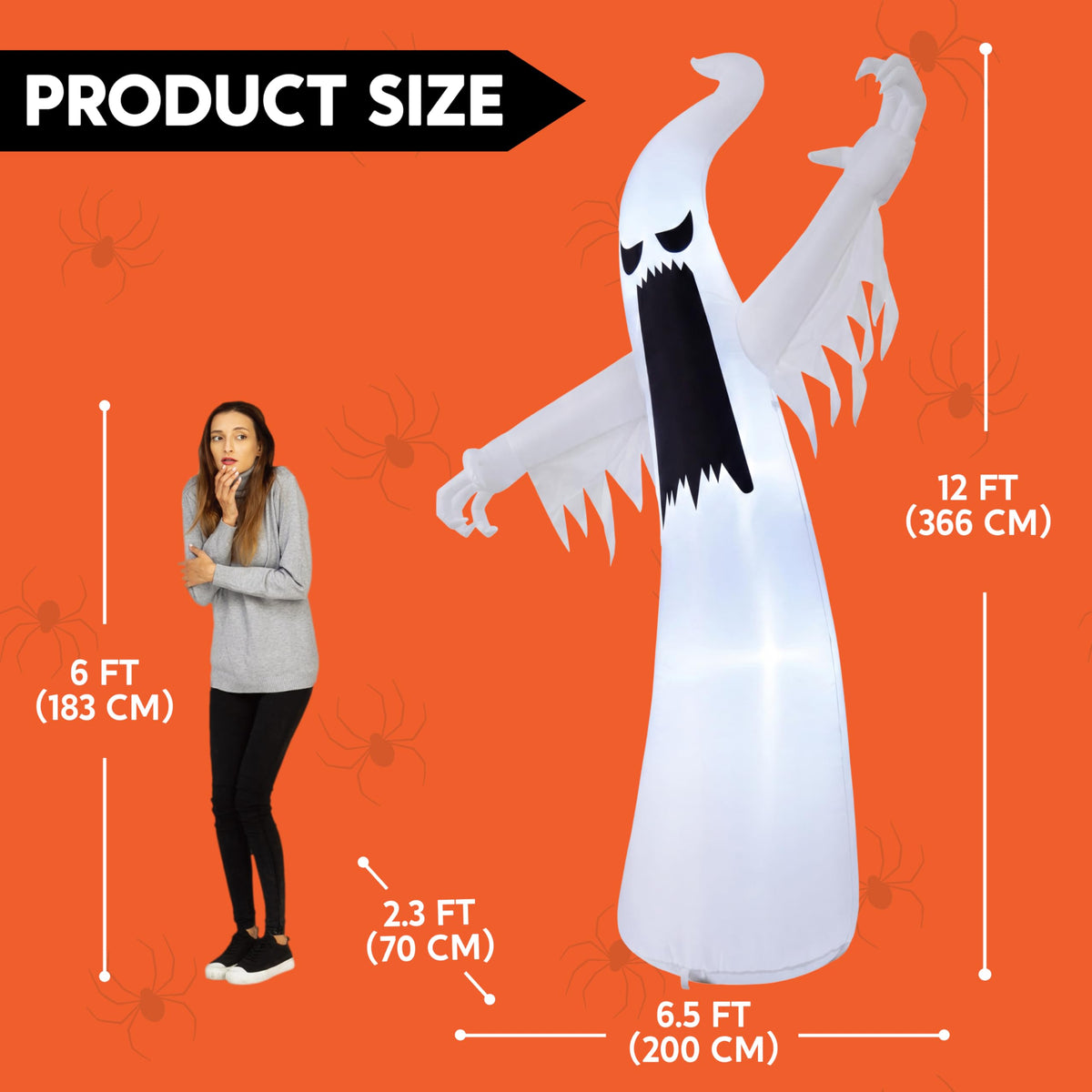 12 FT Inflatable Ghost Outdoor Decoration with LEDs X6851