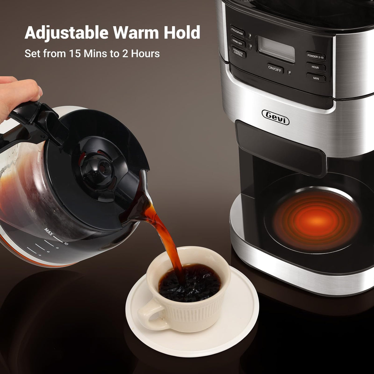 10-Cup Drip Coffee Maker with Built-In Burr Grinder P540