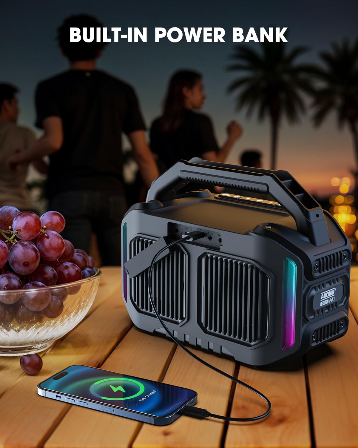80W Bluetooth Wireless Speaker with Bass U189884