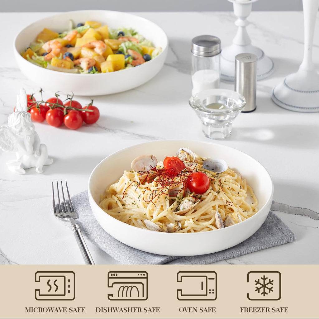 48 Oz White Ceramic Pasta Bowls Set of 4 L6995