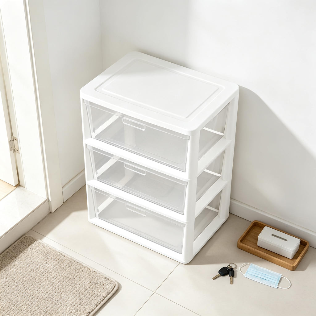 White 3-Drawer Plastic Rolling Storage Cart A946