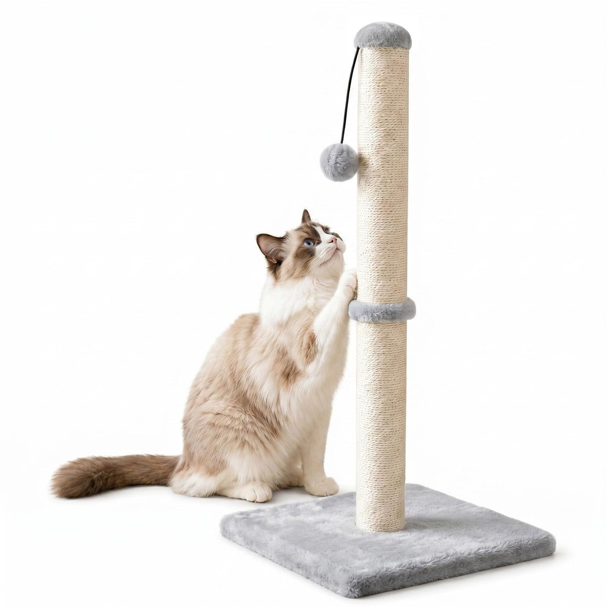 Tall Cat Scratching Post with Sisal Rope, Grey I779