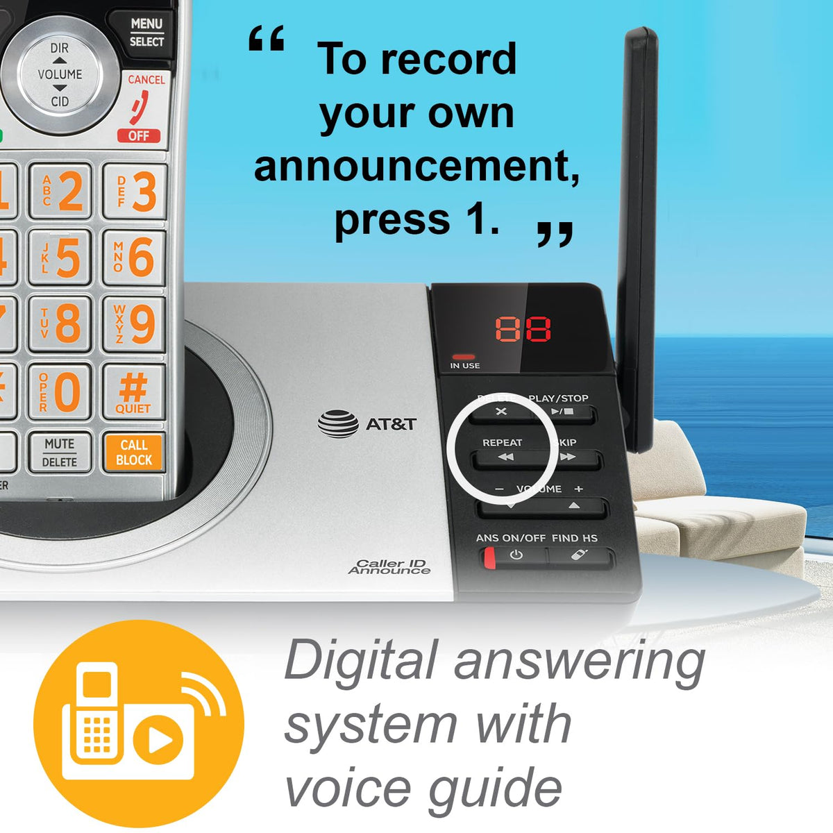 Expandable Cordless Phone with Answering System, Silver/Black, 3 Handsets P225
