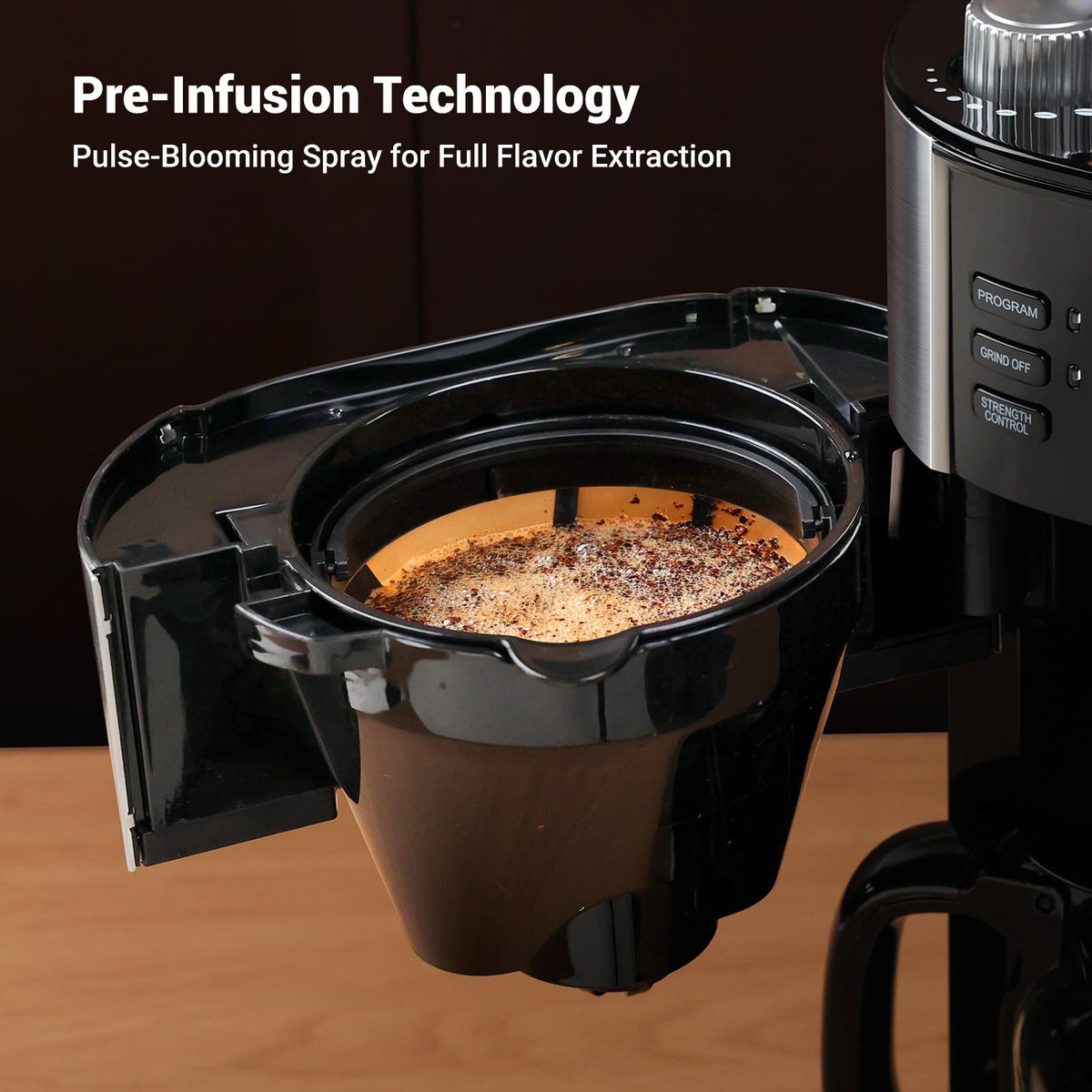 10-Cup Drip Coffee Maker with Built-In Burr Grinder P540