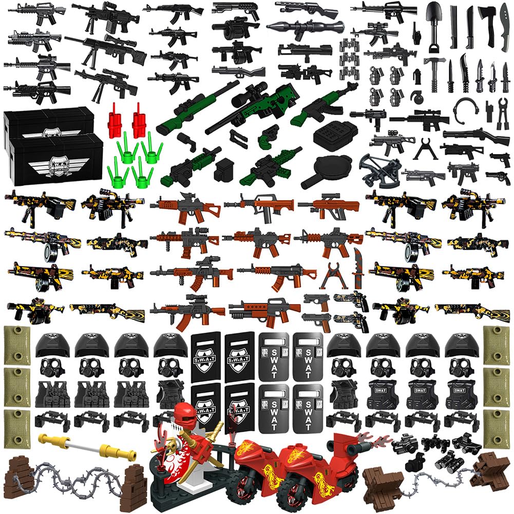 Military Weapon Set with Helmet Body Armor Cloak and Motorcycles B702