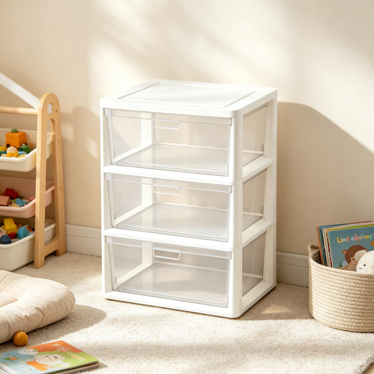 White 3-Drawer Plastic Rolling Storage Cart A946