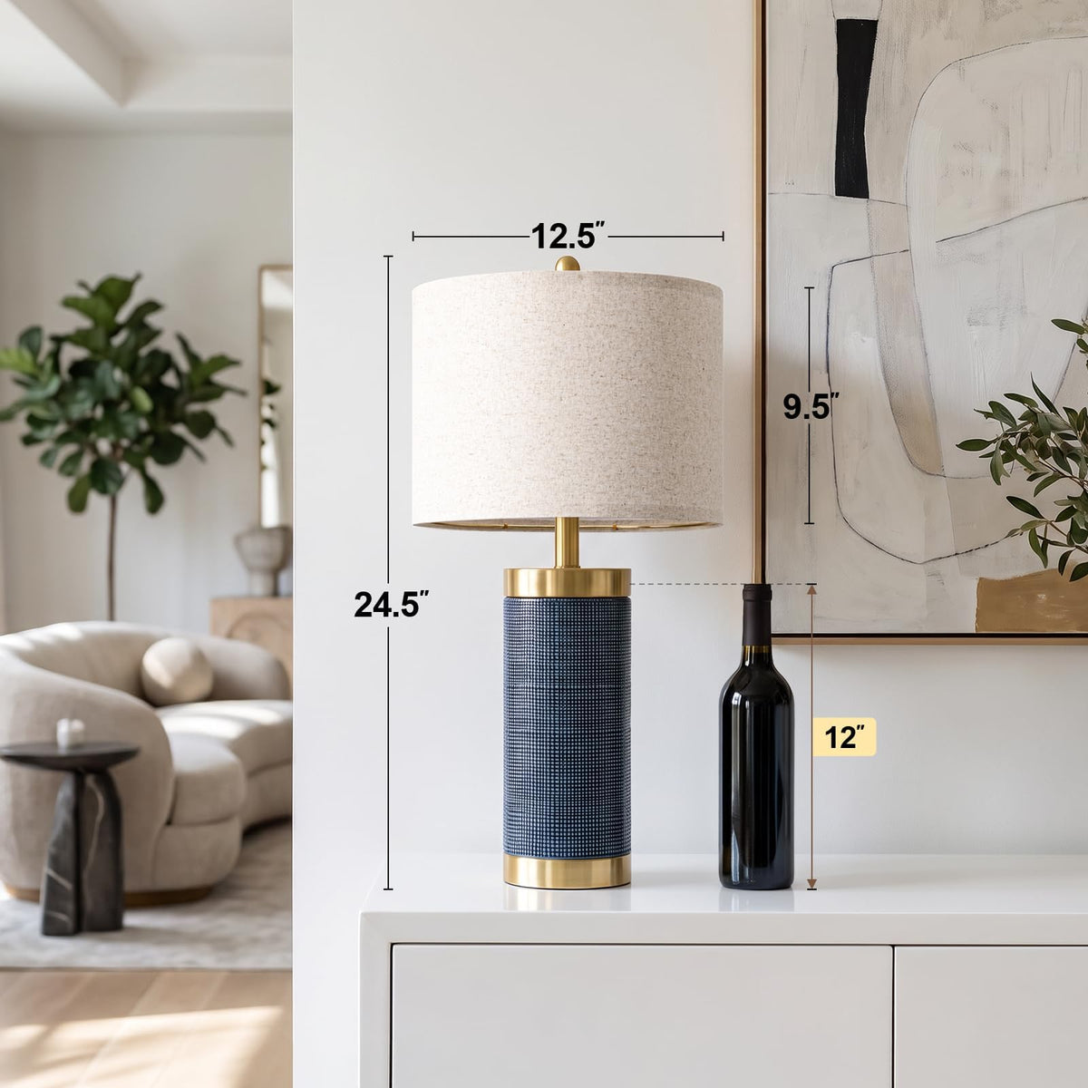 24.5'' Ceramic Table Lamps Set of 2 Blue L5029