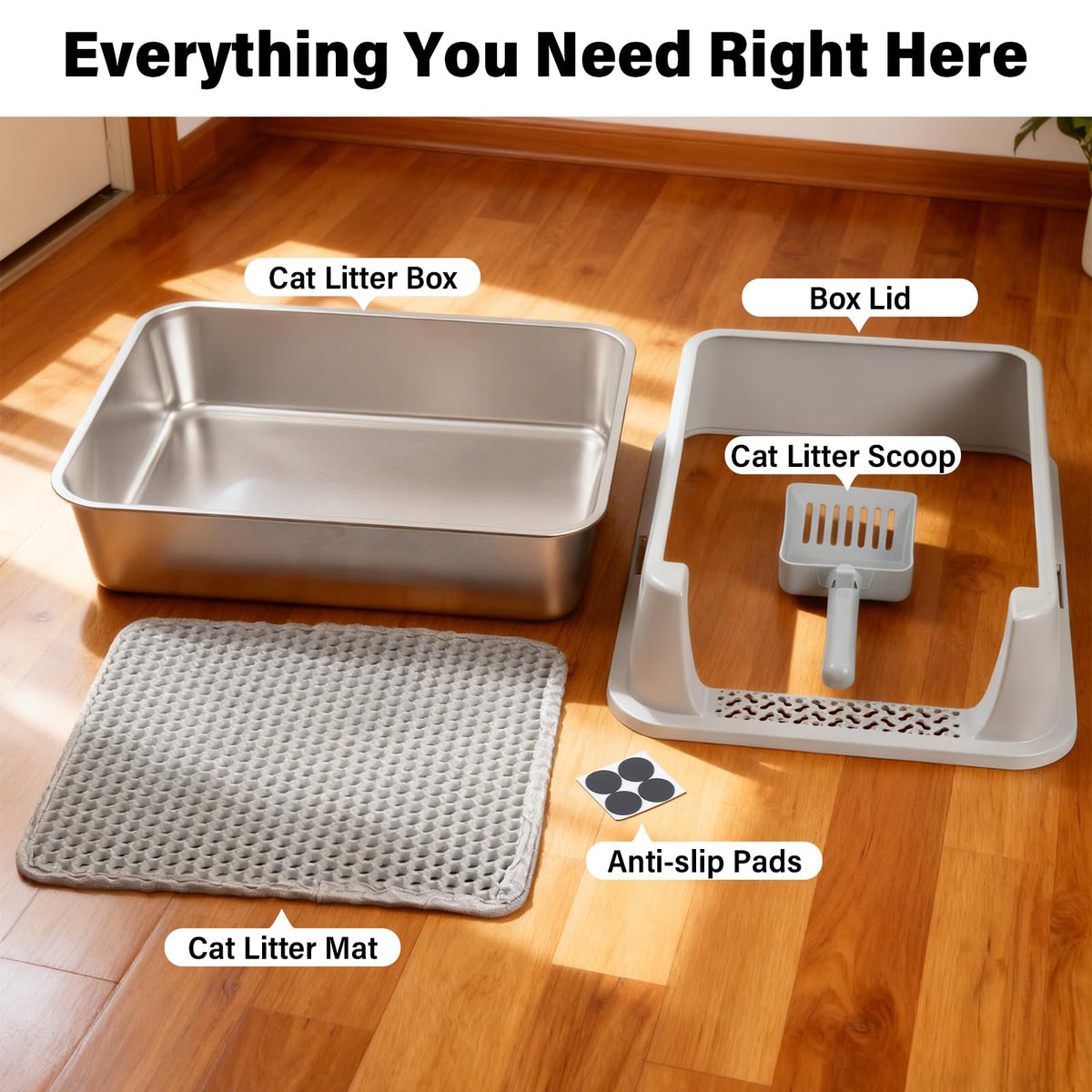 Stainless Steel Litter Box with Lid J148