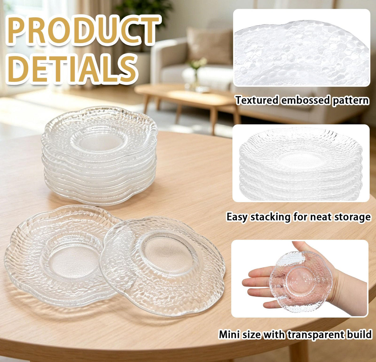 12 Pack 4.7 Inch Clear Glass Dessert Plates C56578
