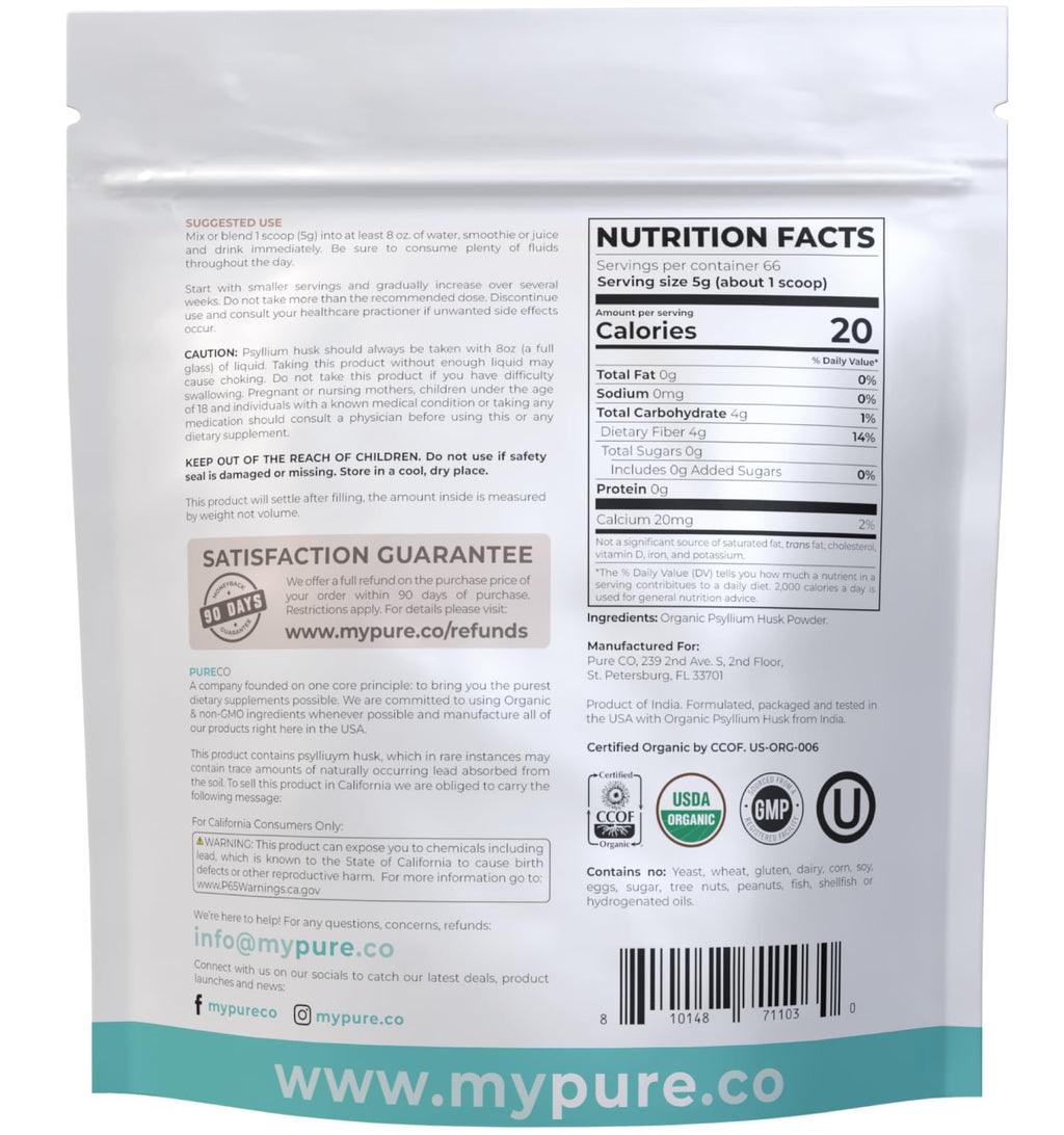 Organic Psyllium Husk Powder 66 Servings N1799