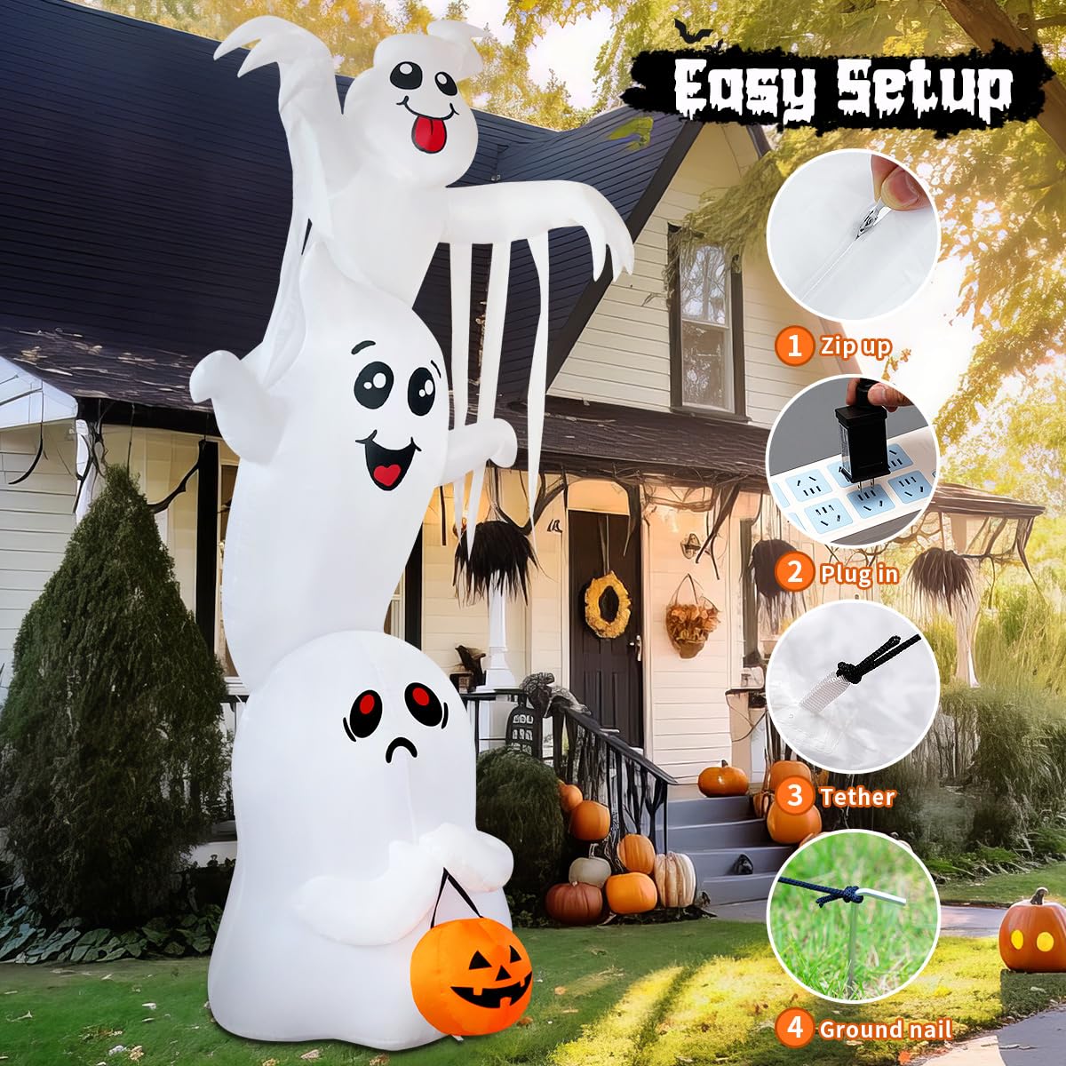 9.8 FT Halloween Inflatable Ghost Outdoor Decoration with Built-in LEDs H176