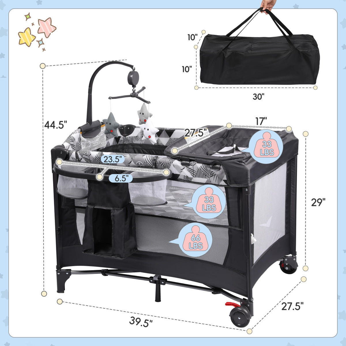5-in-1 Pack and Play with Changing Table and Bassinet U176