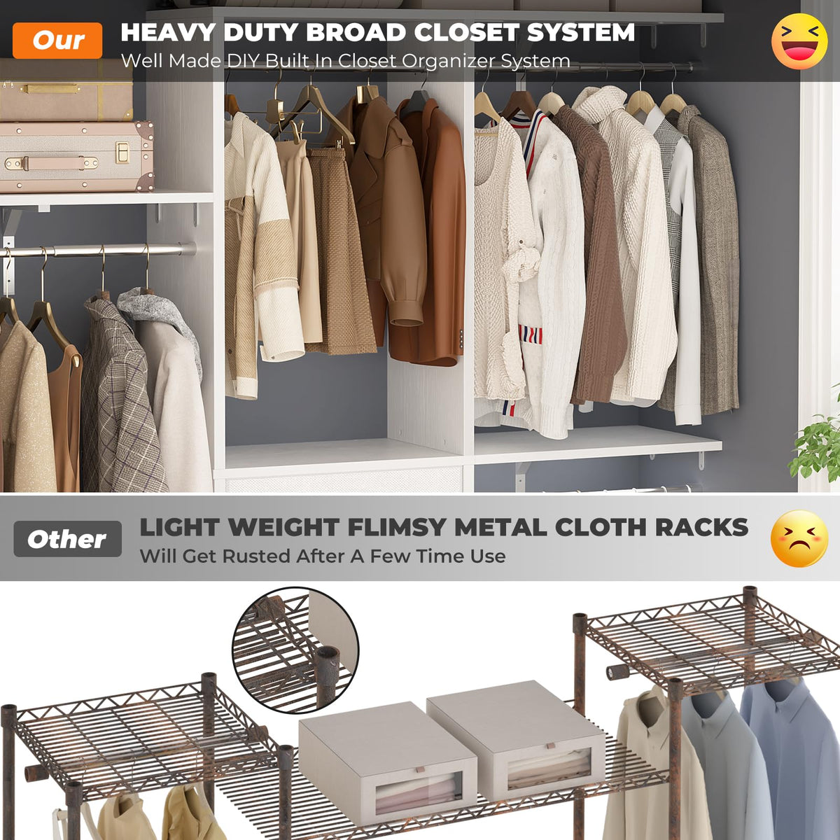 5FT Closet System with 3 Fabric Drawers T88100