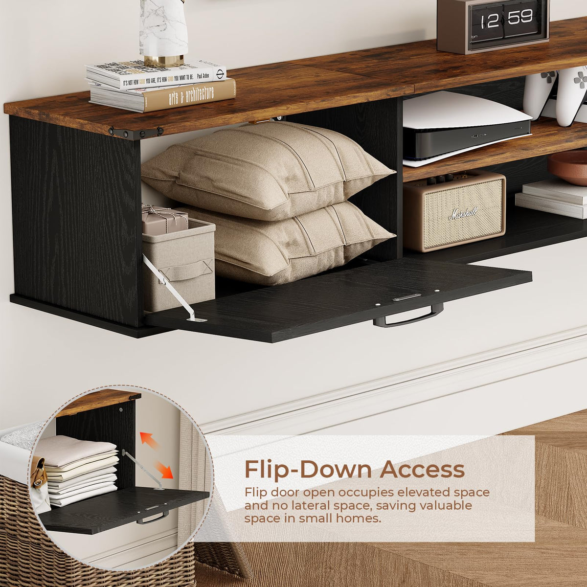 70" Black Floating TV Stand C193