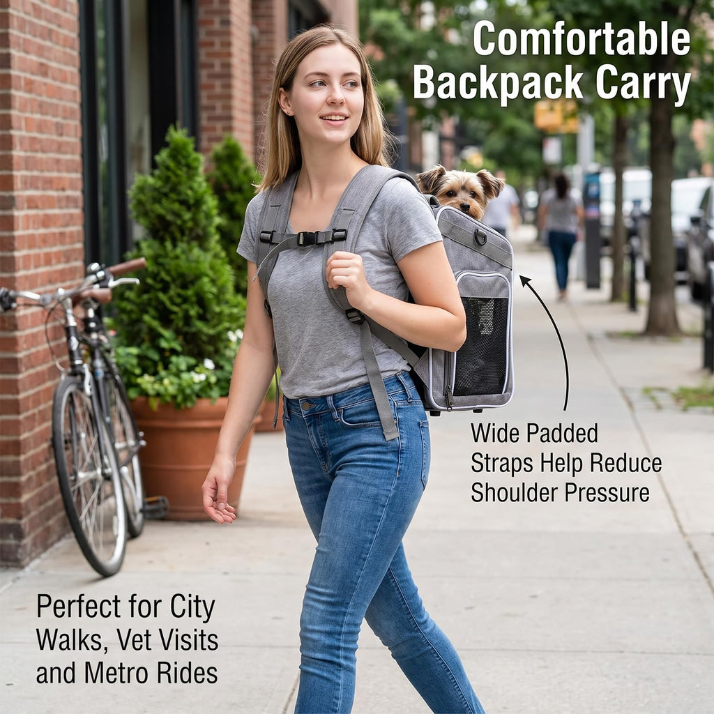 Foldable Expandable Pet Carrier Backpack for Bicycle Handlebar, Gray I920