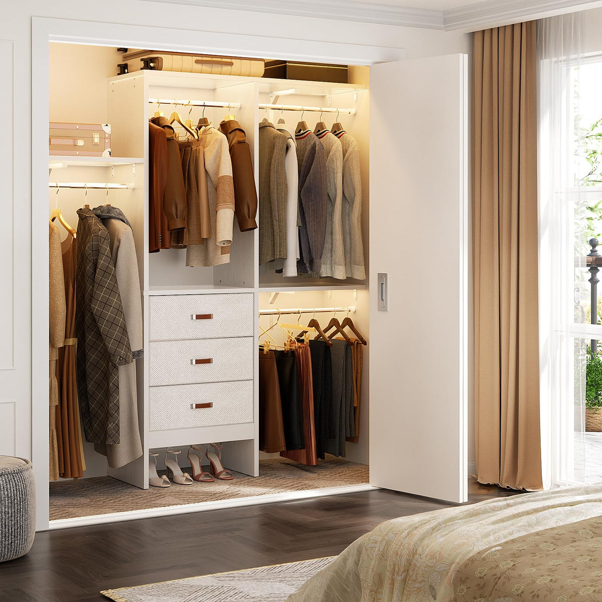 5FT Closet System with 3 Fabric Drawers T88100