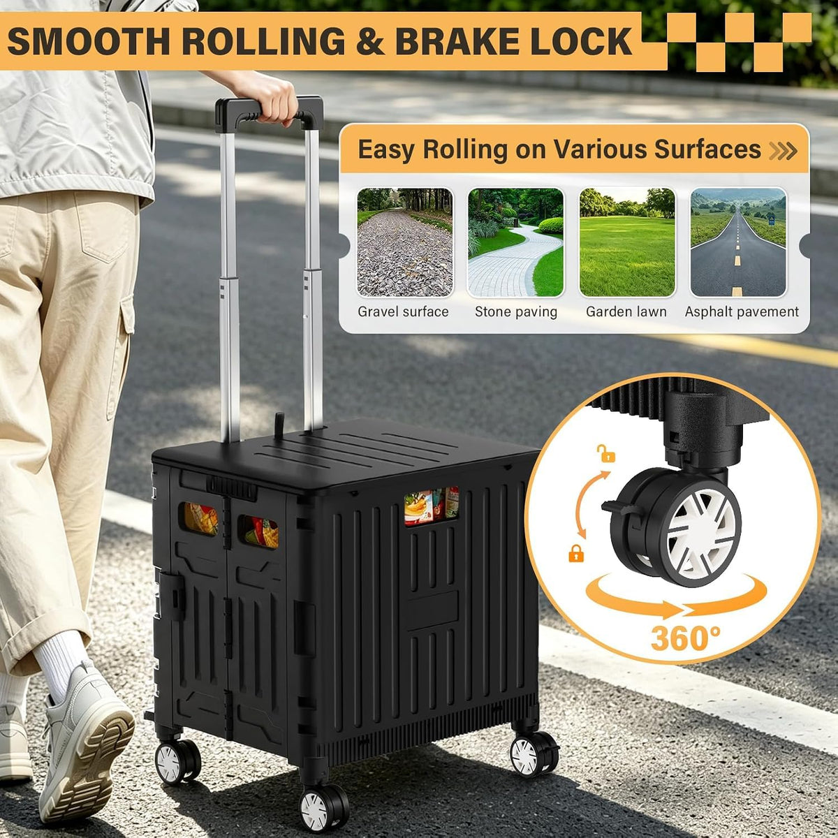 Black Folding Rolling Utility Cart L393530