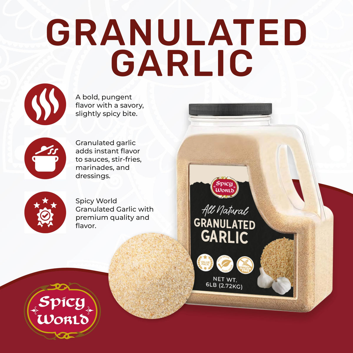 Granulated Garlic 6 LB Jar Gluten Free Non-GMO X6025