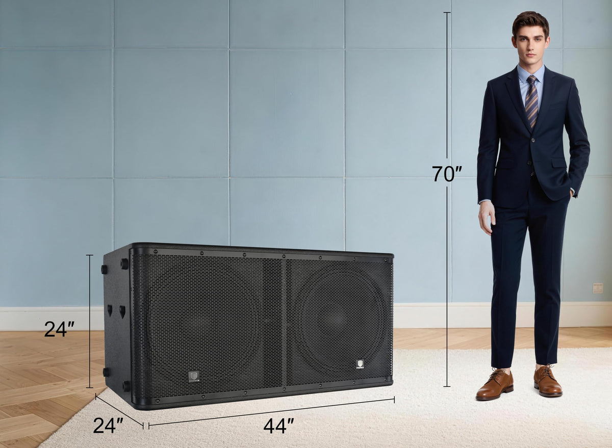 Active Powered PA DJ Subwoofer Cabinet Dual 18 inch 5000W with Class-D Amplifier, Black B744