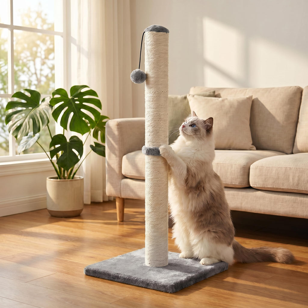 Tall Cat Scratching Post with Sisal Rope, Grey I779