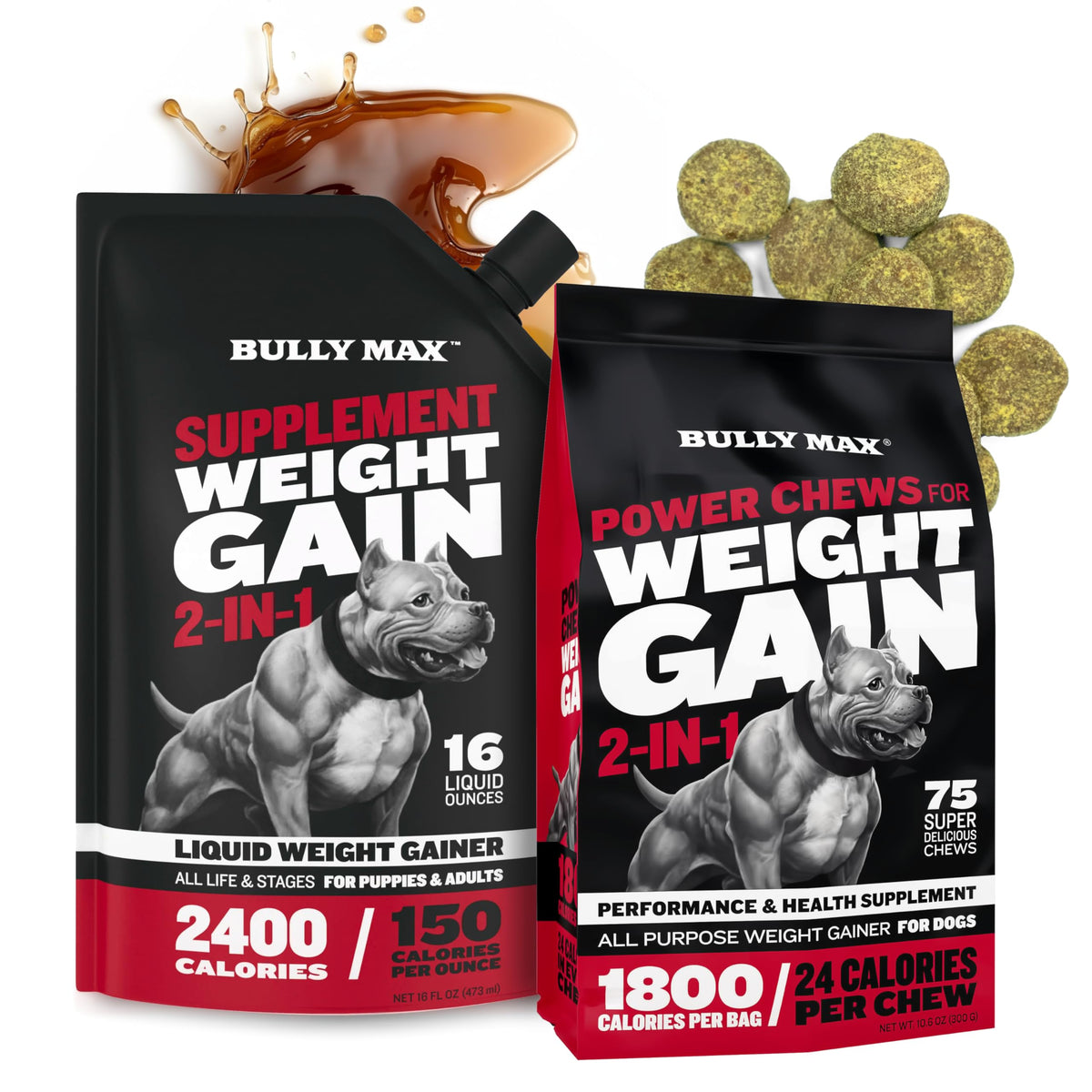 High-Calorie Liquid Weight Gainer & Soft Chews for Dogs I958023