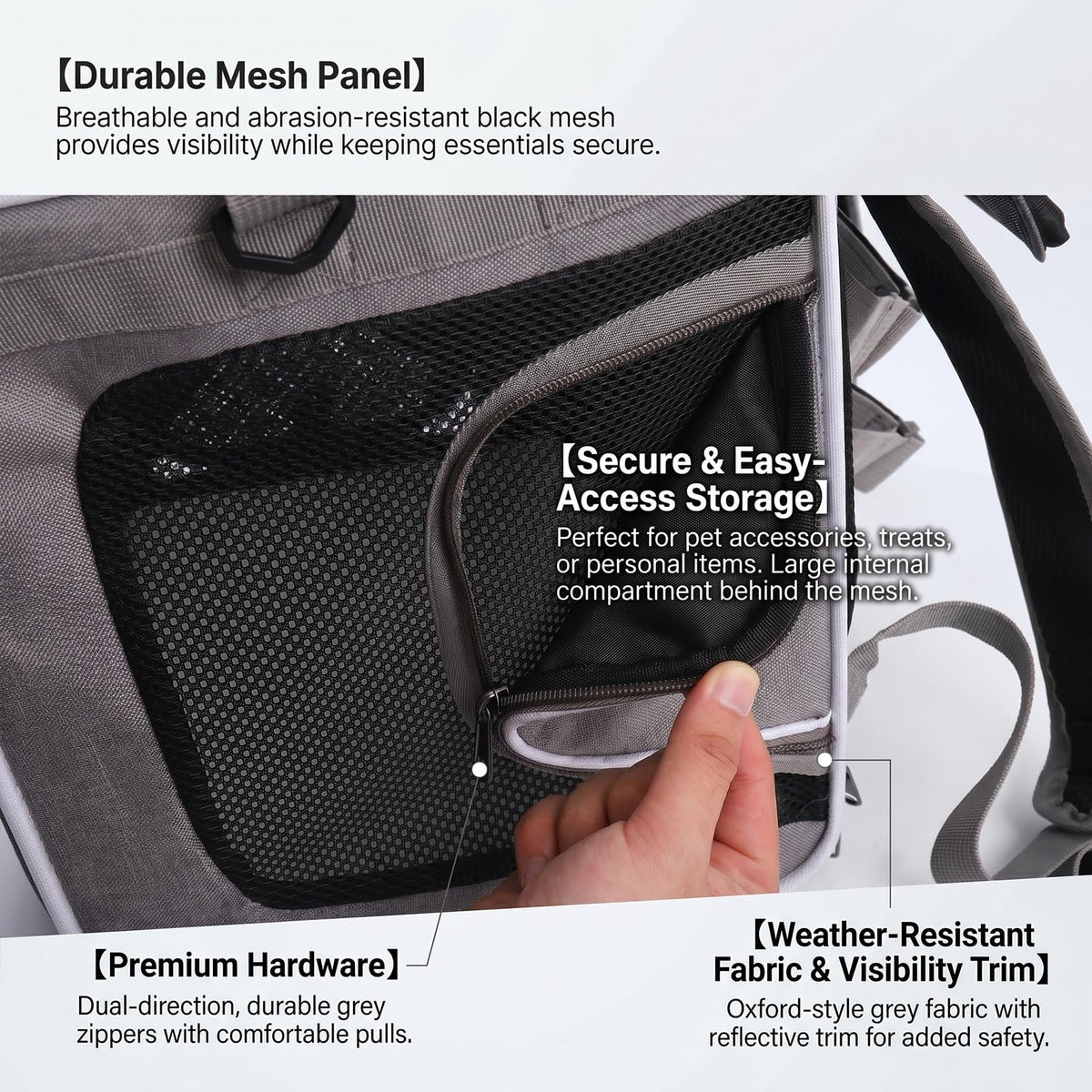 Foldable Expandable Pet Carrier Backpack for Bicycle Handlebar, Gray I920