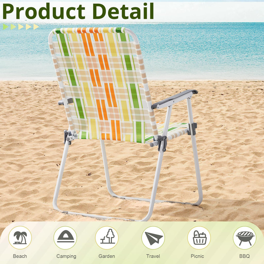 Set of 2 Webbed Folding Beach Chairs Z12778