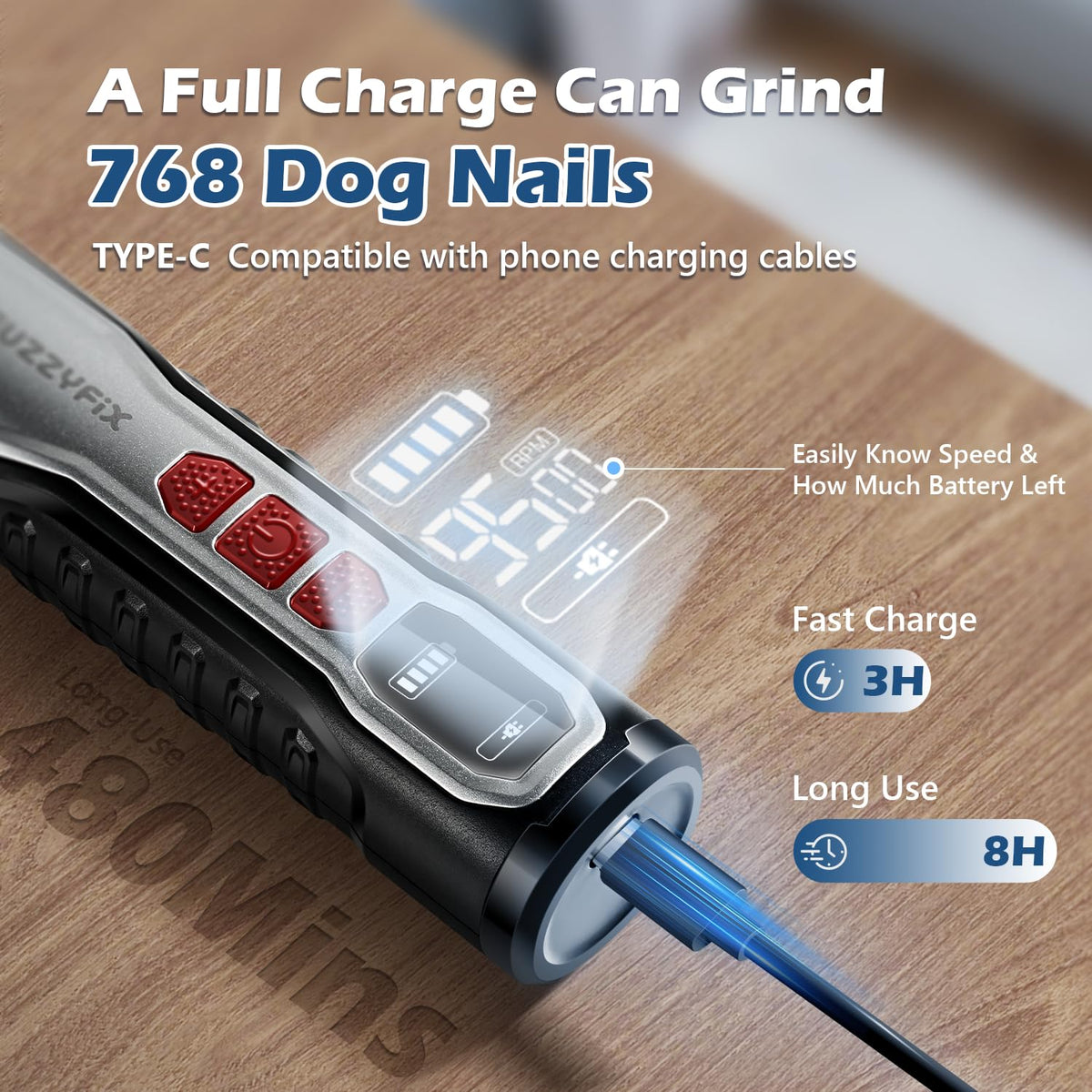 Electric Dog Nail Grinder with LED Light H142