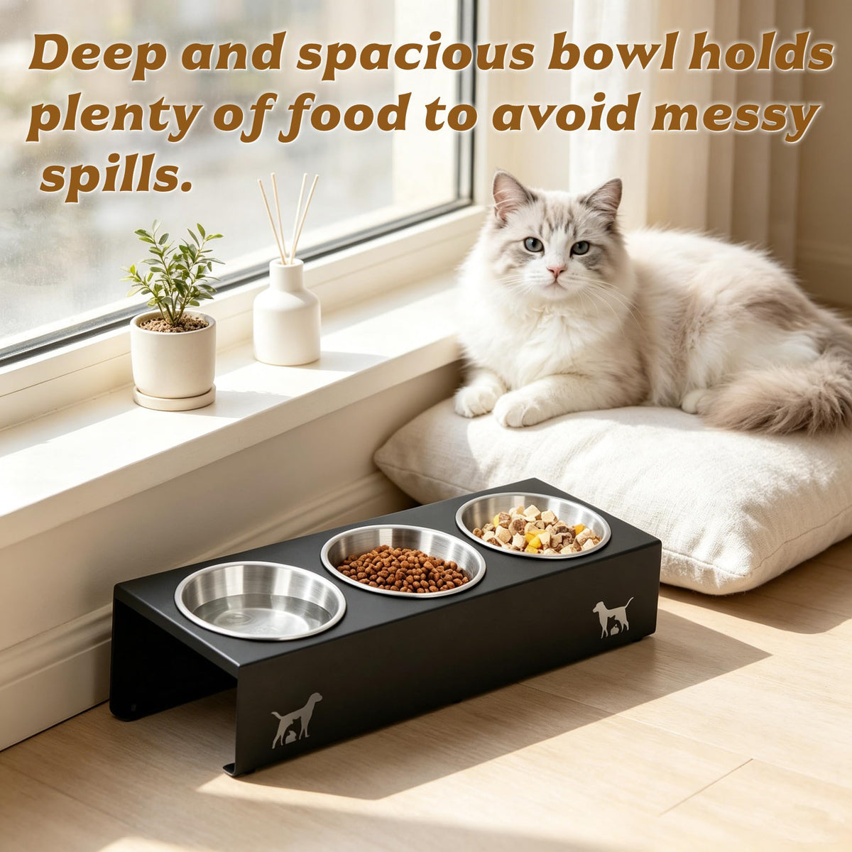 15° Tilted Stainless Steel Cat Bowls 3 Pack Q841