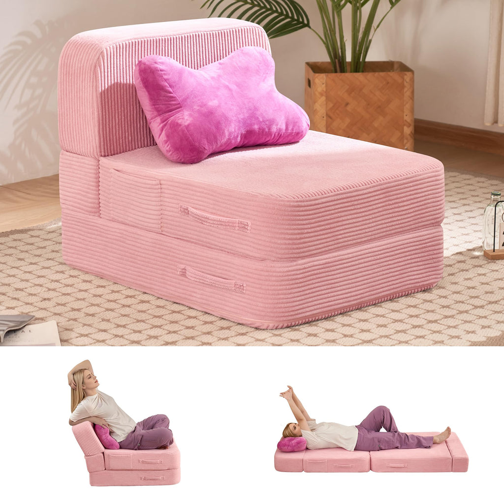 Pink Folding Convertible Sofa Bed I680