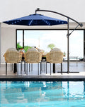 10 ft Navy Blue Cantilever Umbrella with Solar Lights U1000