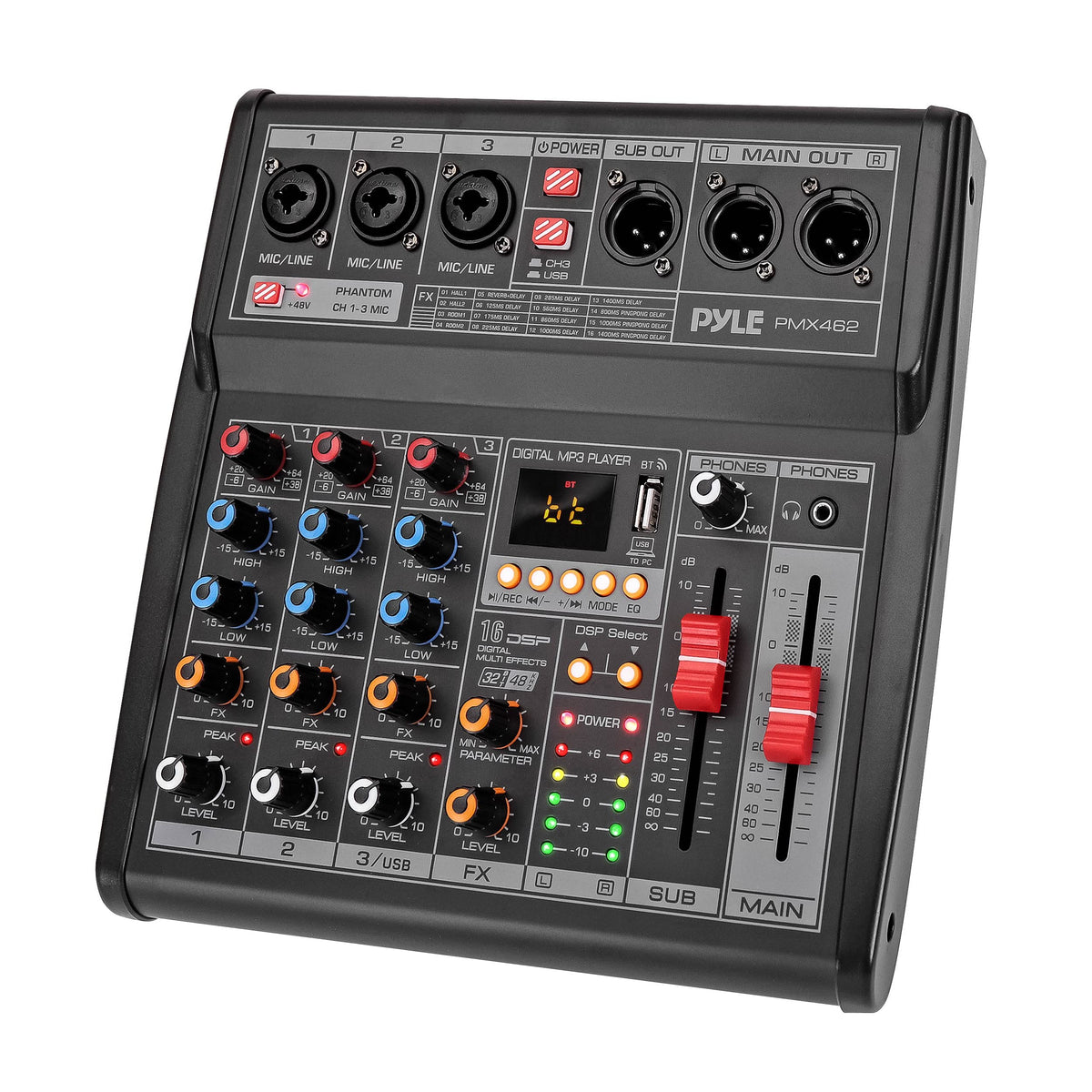 3-Channel DJ Audio Mixer with 16 Preset DSP Effects O18958