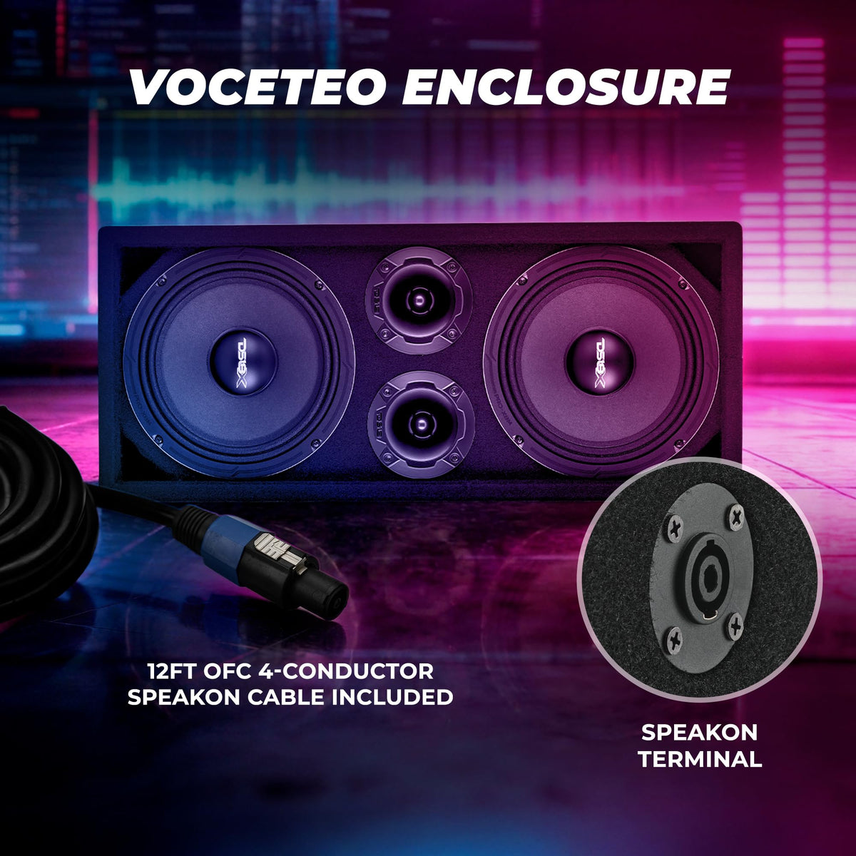 Ported Speaker Box with Dual 8" Mids, Tweeters & Amplifier W298125