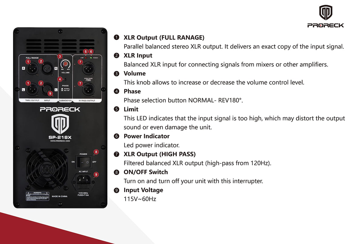 Active Powered PA DJ Subwoofer Cabinet Dual 18 inch 5000W with Class-D Amplifier, Black B744