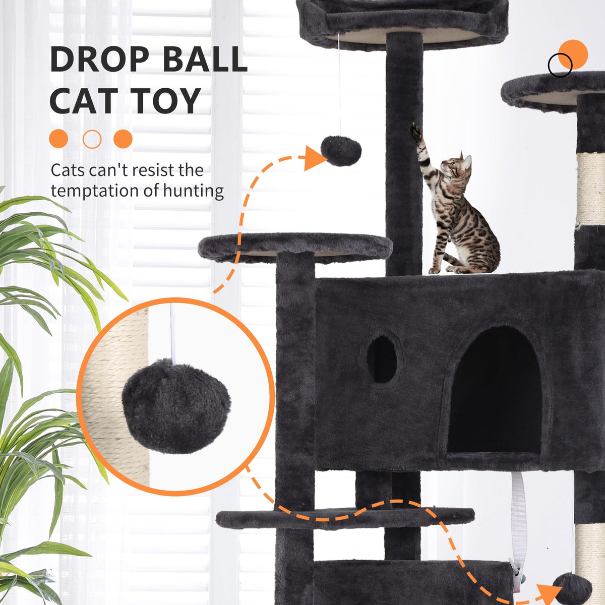 Dark Gray Multi-Level Cat Tree T934
