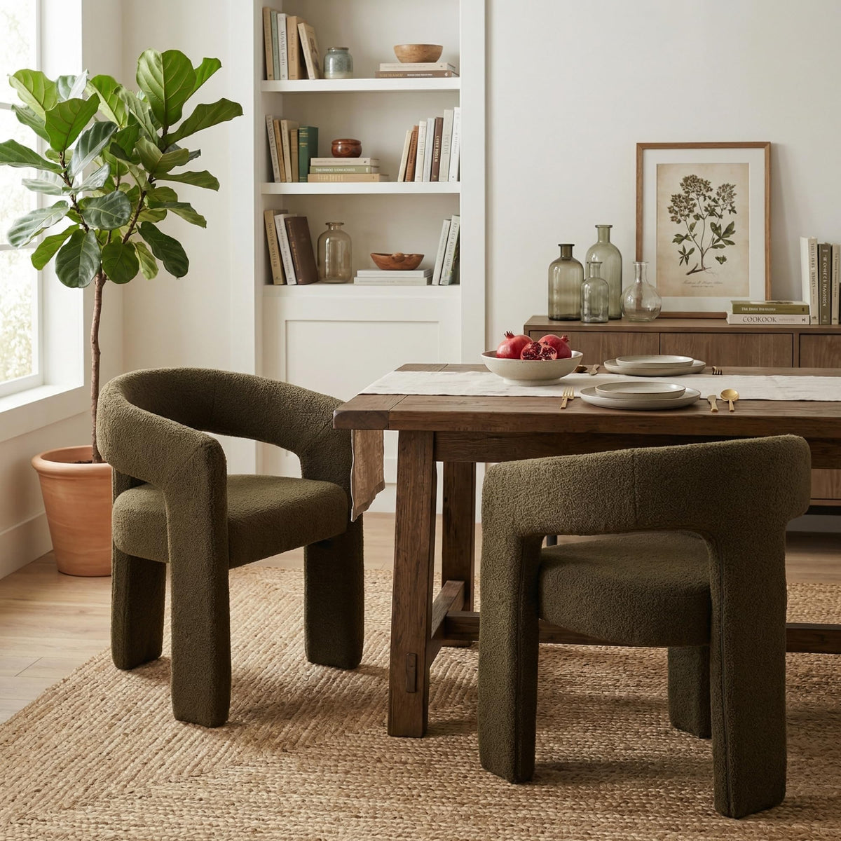 Green Sherpa Barrel Dining Chairs Set of 2 X4395