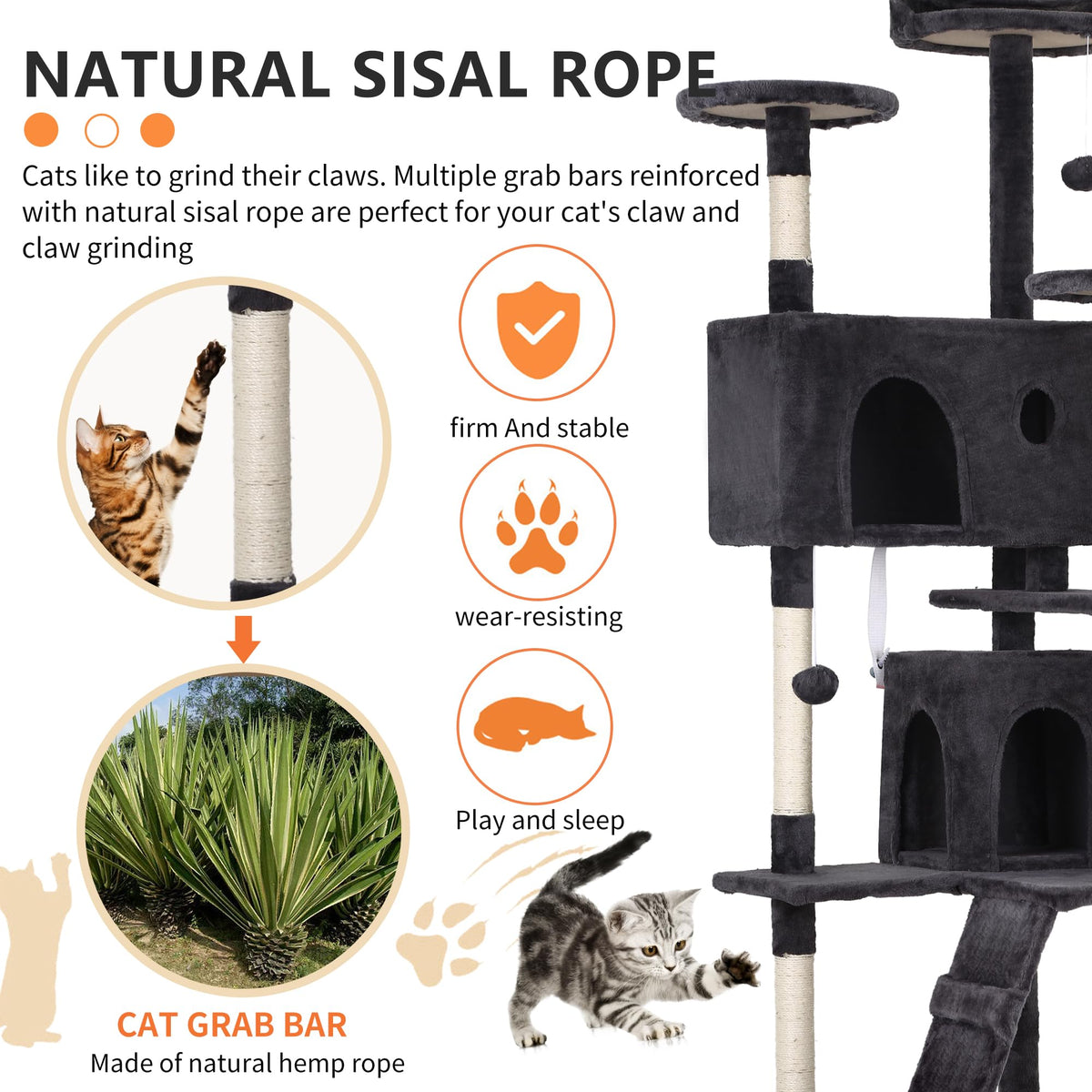 Dark Gray Multi-Level Cat Tree T934