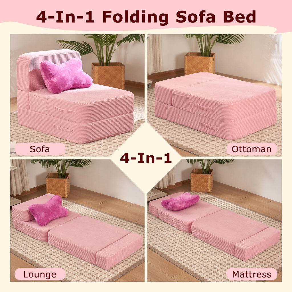 Pink Folding Convertible Sofa Bed I680