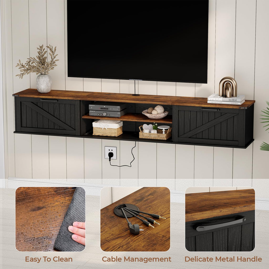 70" Black Floating TV Stand C193