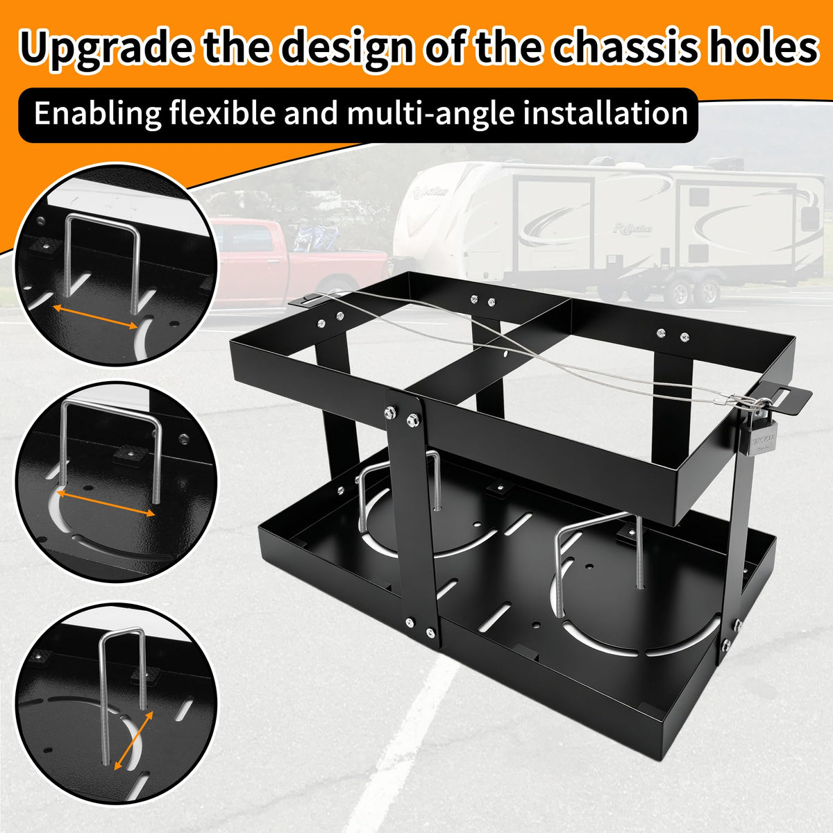 Gas Can Rack with Lock Cable and Rubber Pads W14586