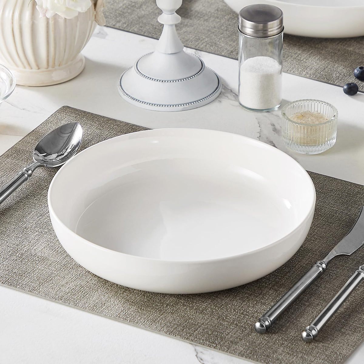 48 Oz White Ceramic Pasta Bowls Set of 4 L6995