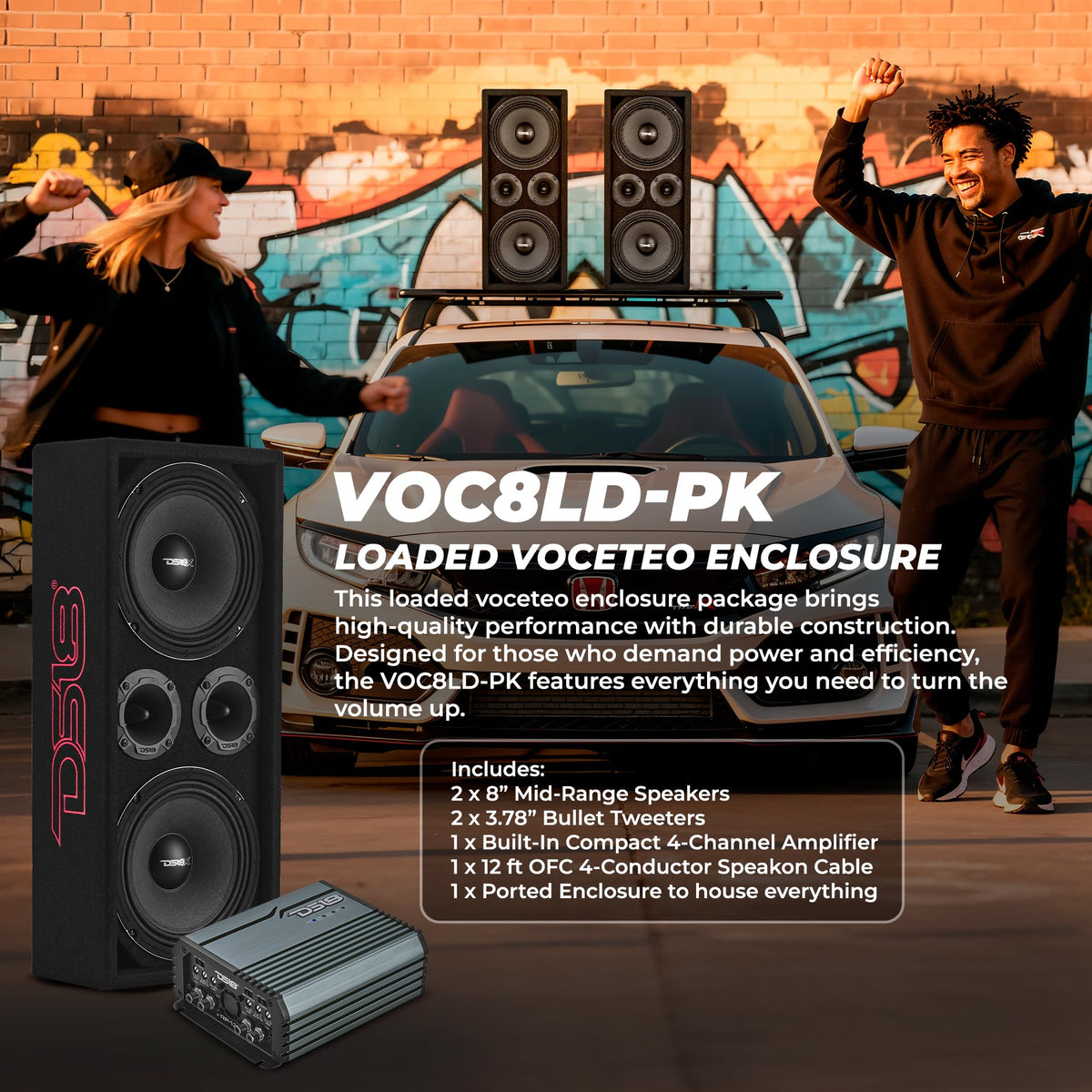 Ported Speaker Box with Dual 8" Mids, Tweeters & Amplifier W298125