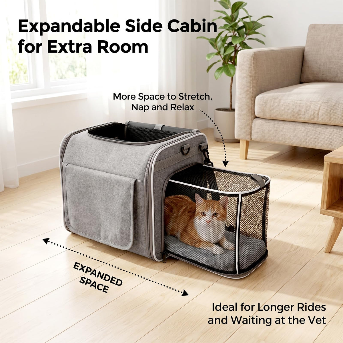 Foldable Expandable Pet Carrier Backpack for Bicycle Handlebar, Gray I920